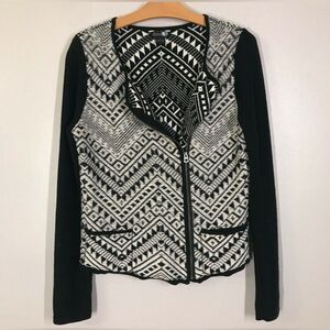 Boho Aztec Print Moto Zip Up Cardigan